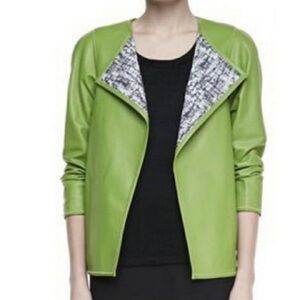 LAFAYETTE 148 New York 100% Lambskin Leather Jacket, Open Front, Size Medium